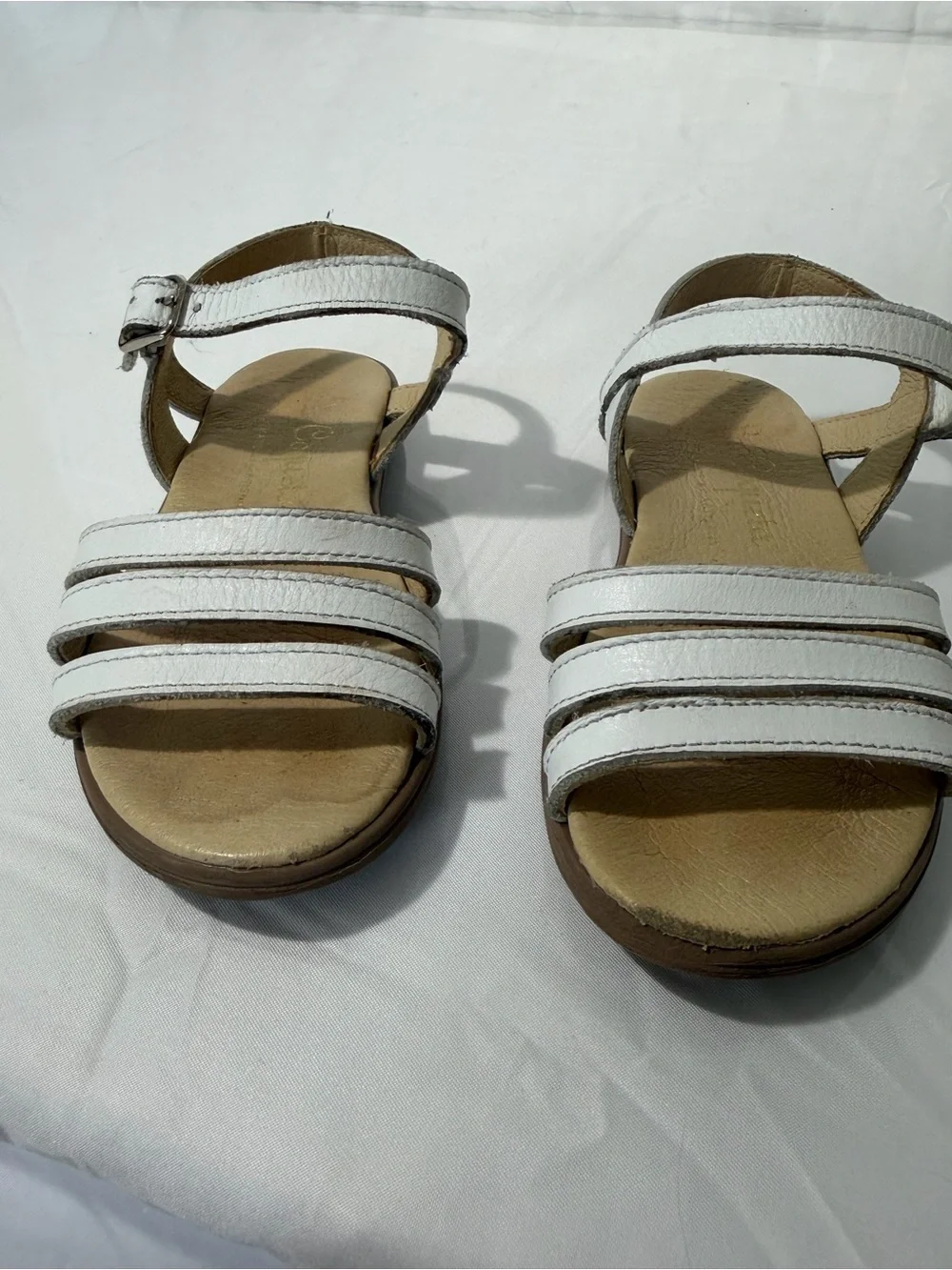 La Coqueta Sienna White Nappa Leather Sandals Girls Size 26 EU / US 9.5